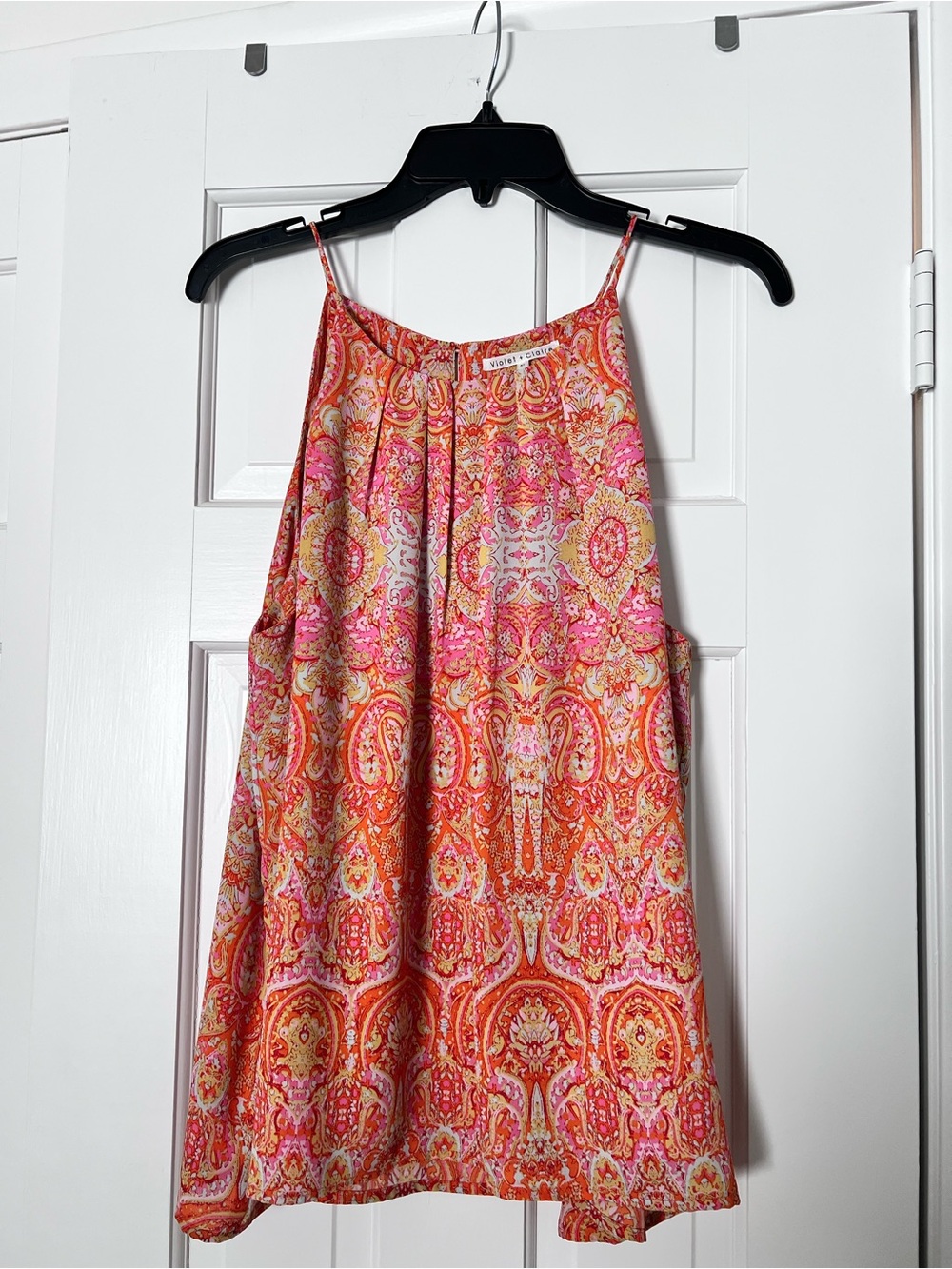 Anthropologie Brand Violet & Claire Pink, Orange and Yellow Paisley Tank XL